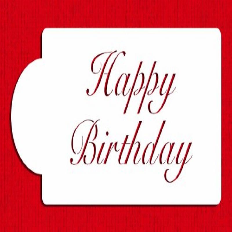 Designer Stencils C241 Fancy Happy Birthday Cake Stencil Beige Semi designer-stencils-c241-fancy-happy-birthday-cake-stencil-beige-semi