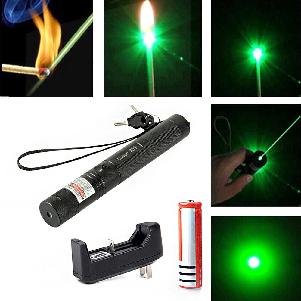 900Miles 532nm Green Laser Pointer Focus/Zoom Rechargeable Lazer+Battery+Charger 