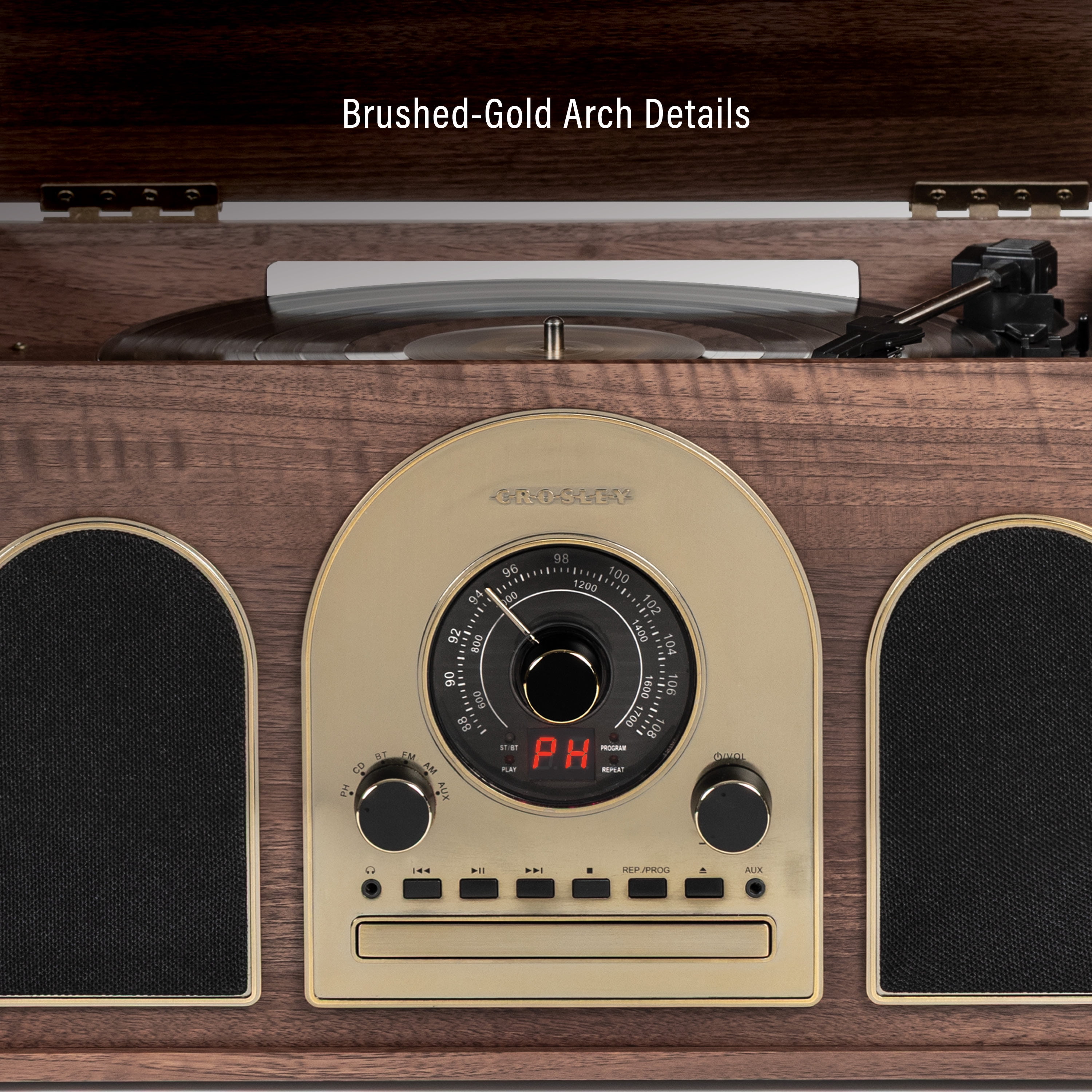 Crosley Hayes 8-In-1 Record Player with Speakers and Wireless Bluetooth- Audio Turntables
