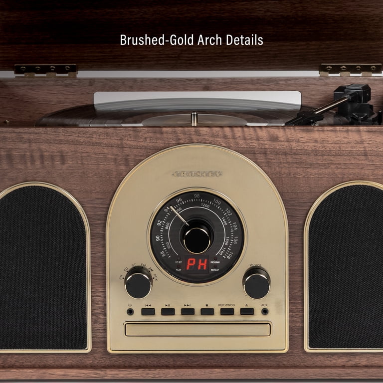 Crosley Hayes 8-In-1 Record Player with Speakers and Wireless