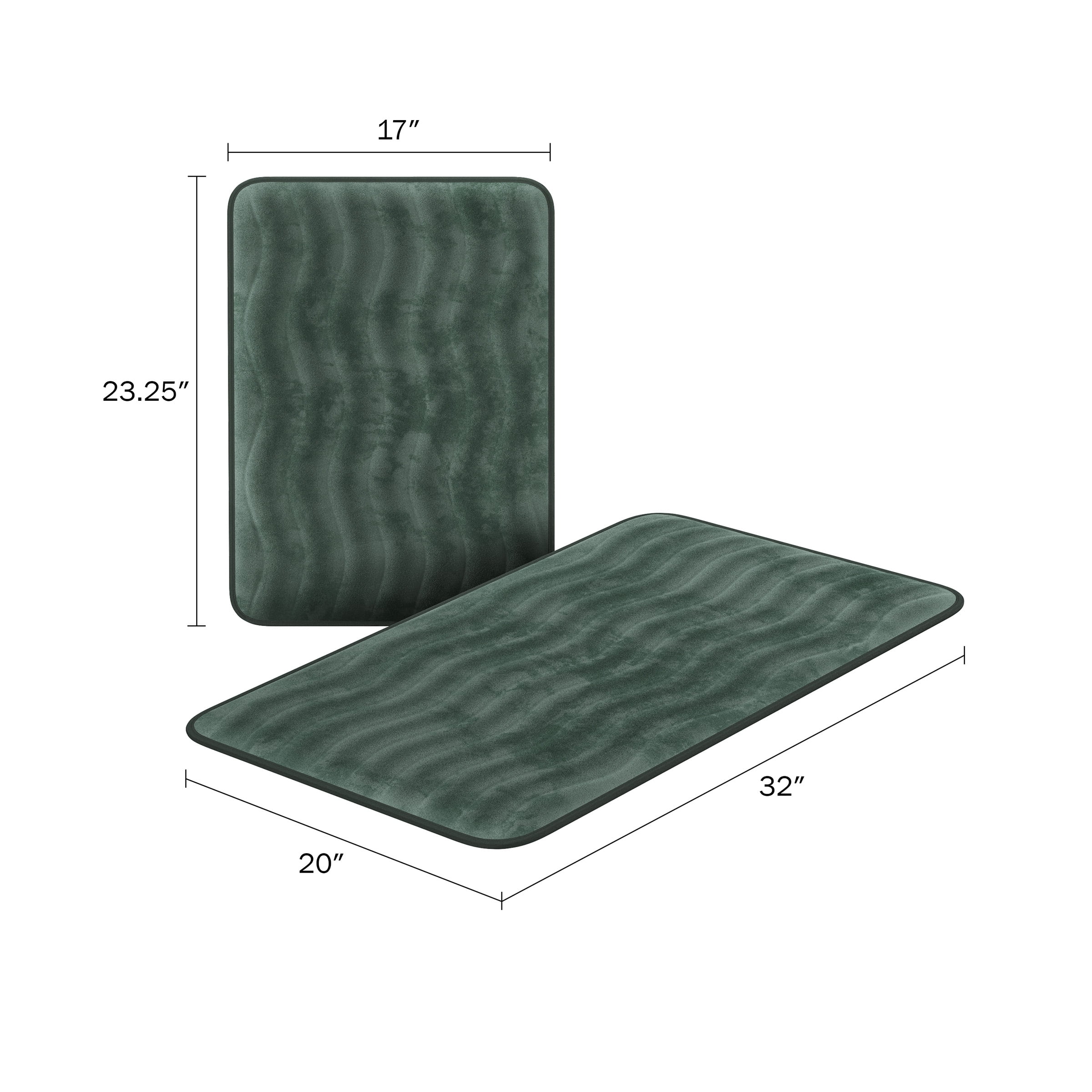 Somerset Home Set of 2 Non-Slip Memory Foam Bathroom Rugs (Green)