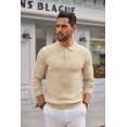 thumbnail image 2 of COOFANDY Men's Knit Polo Shirts Long Sleeve Casual Button Down Ribbed Polo Shirt Fashion Golf Shirts, 2 of 6