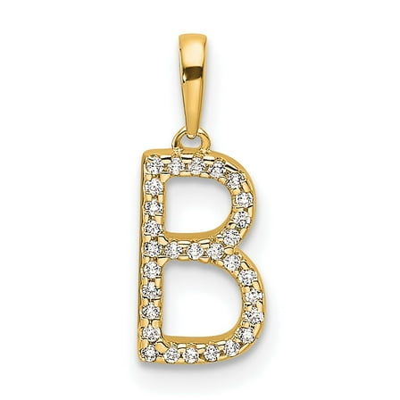 14K Diamond Letter B Initial Pendant