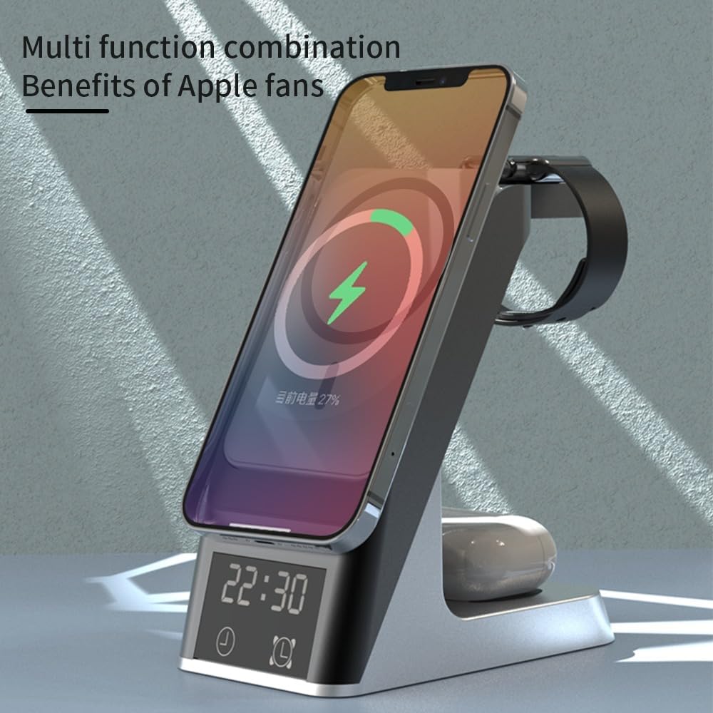 3-in-1 Magnetic Wireless Charging Station – Fast Charger Stand for iPhone 15/14/13/12 Series, Apple Watch & AirPods Pack of 2