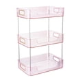 thumbnail image 1 of Organizador de especias, bandeja de gran capacidad, estante de maquillaje, organizador de tocador, organizador de maquillaje para joyería, dormitorio, Rosa 3 capas Soledad Organizador de escritorio, 1 of 7