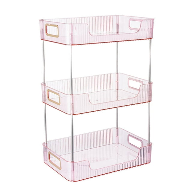 Organizador de especias, bandeja de gran capacidad, estante de maquillaje, organizador de tocador, organizador de maquillaje para joyería, dormitorio, Rosa 3 capas Soledad Organizador de escritorio