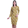 thumbnail image 1 of Moomaya Printed Full Sleeve Bodycon Dress for Women Scoop Neck Side Slit Casual Clothing, 1 of 8