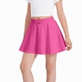 thumbnail image 2 of NIEWTR Girls Tennis Skirts Stretch Adjustable Waist Youth Golf Athletic Pleated Skorts Lining Kids Cheer Shorts Pocket for Kids 2-17Y(Hot Pink,9-10 Years), 2 of 6