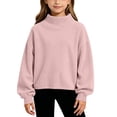 thumbnail image 2 of Hzzrkos Girls Corduroy Mock Neck Sweatshirt Long Sleeve Casual Pullover Tunic Top Soft Textured Shirt with Side Slit Hem Relaxed Daily School Travel Wear Pink, 2 of 8