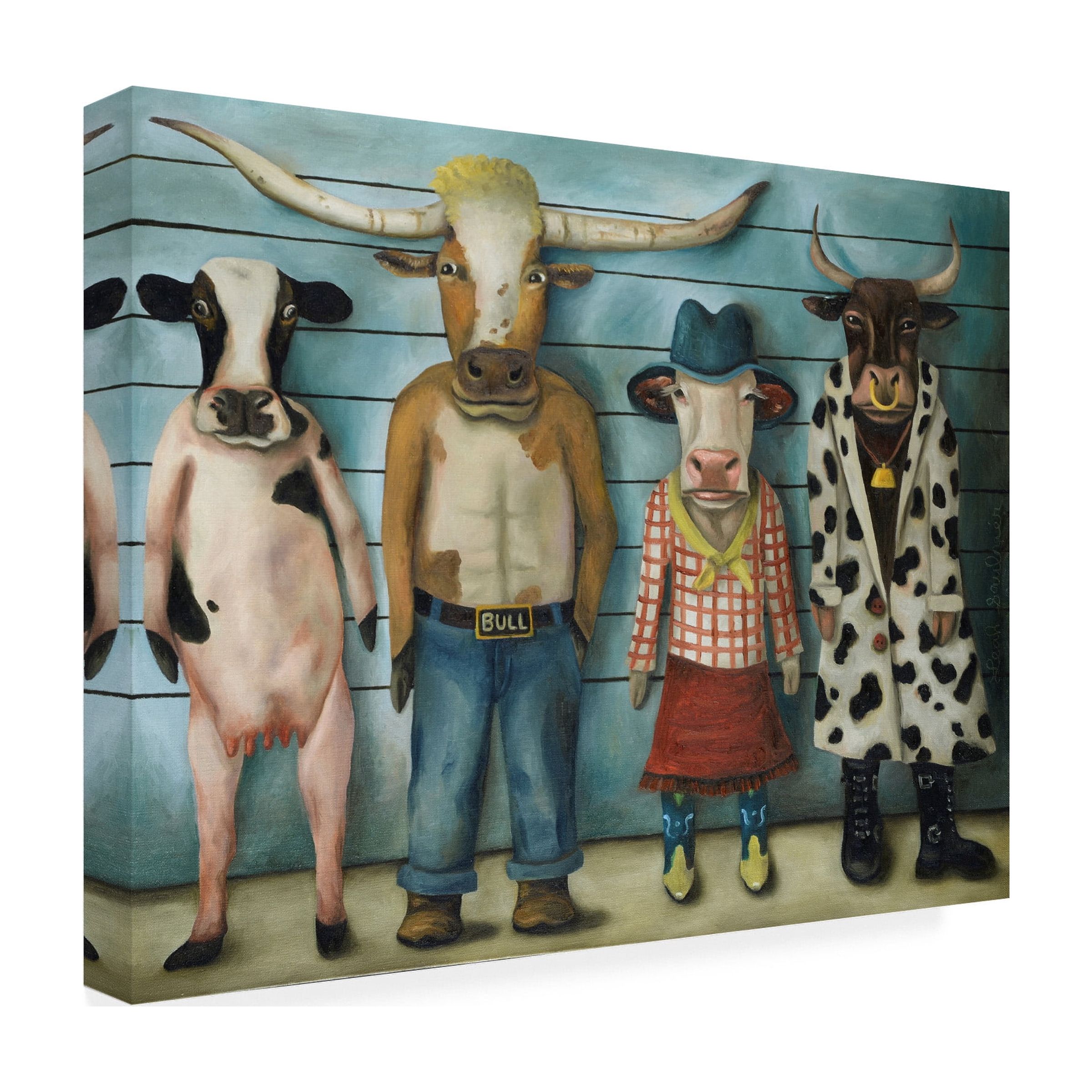 Trademark Fine Art 'Cattle Line Up' Canvas Art by Leah Saulnier