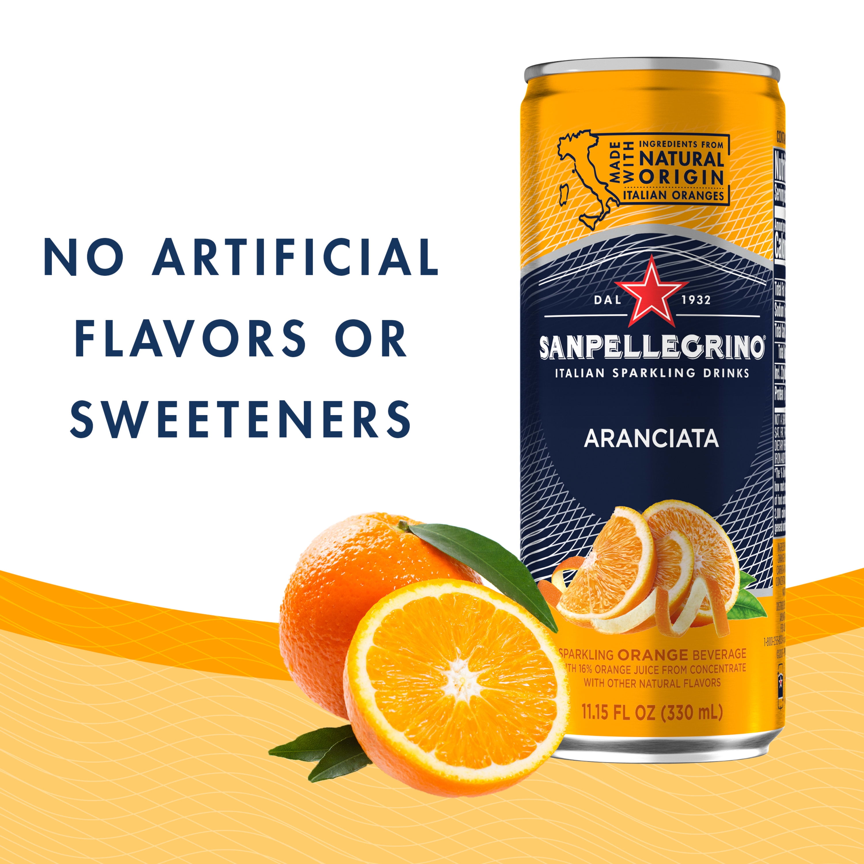 Sanpellegrino Italian Sparkling Drink Aranciata, Sparkling Orange Beverage, 6 Pack of Cans 66.9 fl oz