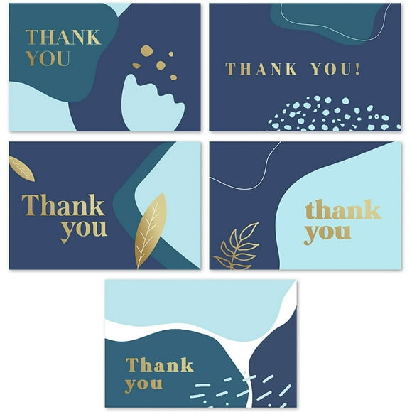 Thank You Cards With Matching Envelopes | 50-count, Gold Foil - Blank Note Cards, Perfect For Wedding, Business, Gift Cards, Graduation, Baby Shower, Funeral (navy Blue)