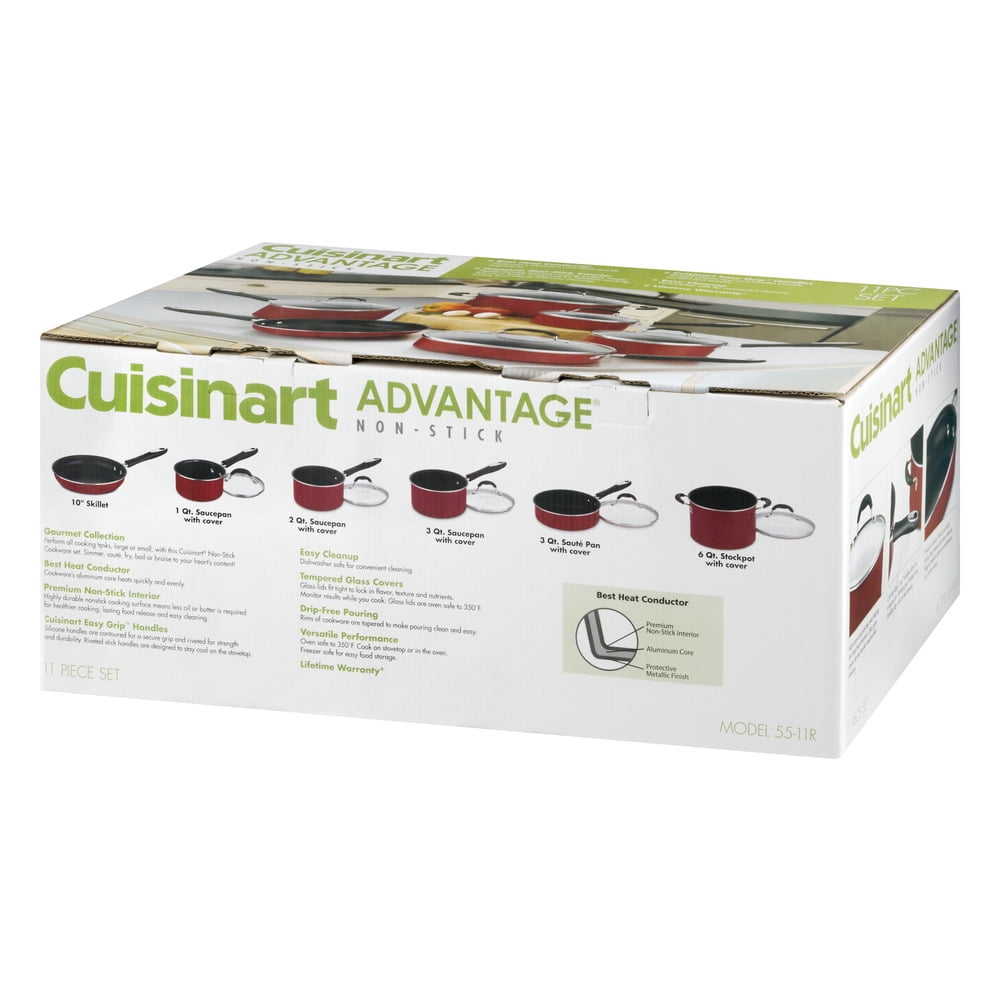Cuisinart Advantage 11-Piece Nonstick Hard Aluminum Cookware Set, Red