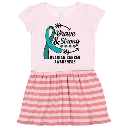 

Inktastic Ovarian Cancer Awareness Brave and Strong with Arrows Gift Toddler Girl Dress