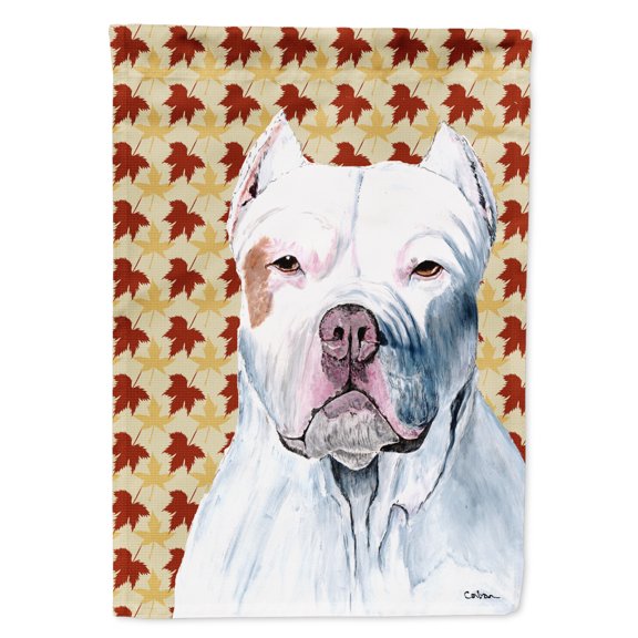 Pit Bull Fall Leaves Portrait Flag Canvas House Size