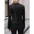 thumbnail image 5 of Women'S Plus Size PU Leather Jacket Zip Up Crew Neck Long Sleeve Jacket Outerwear Black M, 5 of 9