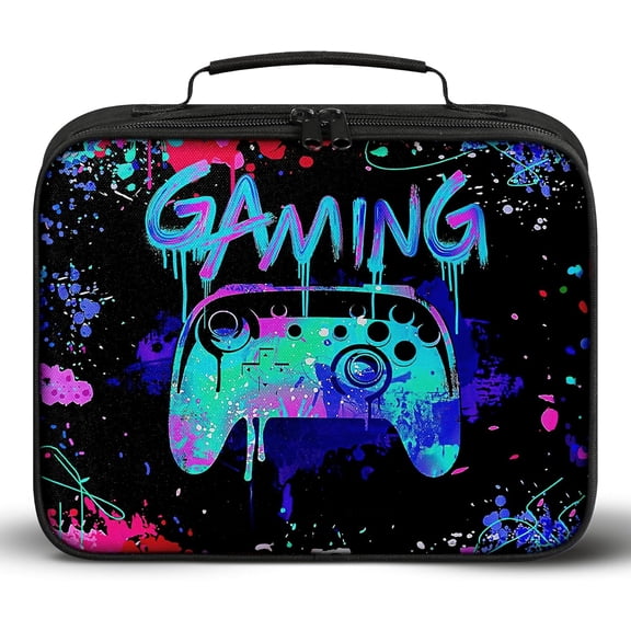 Gamer Lunch Box for Boys, Insulated Reusable Video Game Lunch Bag Portable Waterproof Leakproof Gaming Lunch Tote Bag Game boy Lunch Box for School Picnic Travel Back to School Gifts