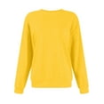 thumbnail image 7 of Rlmidhb 2025 Sweatshirts for Women Basic Yellow Long Sleeve Solid Color Long Loose Pullover Tops Round Neck Fleece Sweatshirt, 7 of 7