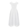 thumbnail image 2 of Kaerm Kids Girls Adjustable Spaghetti Strap Chiffon Dress Elegant Sleeveless Off Shoulder A-Line White 8, 2 of 5