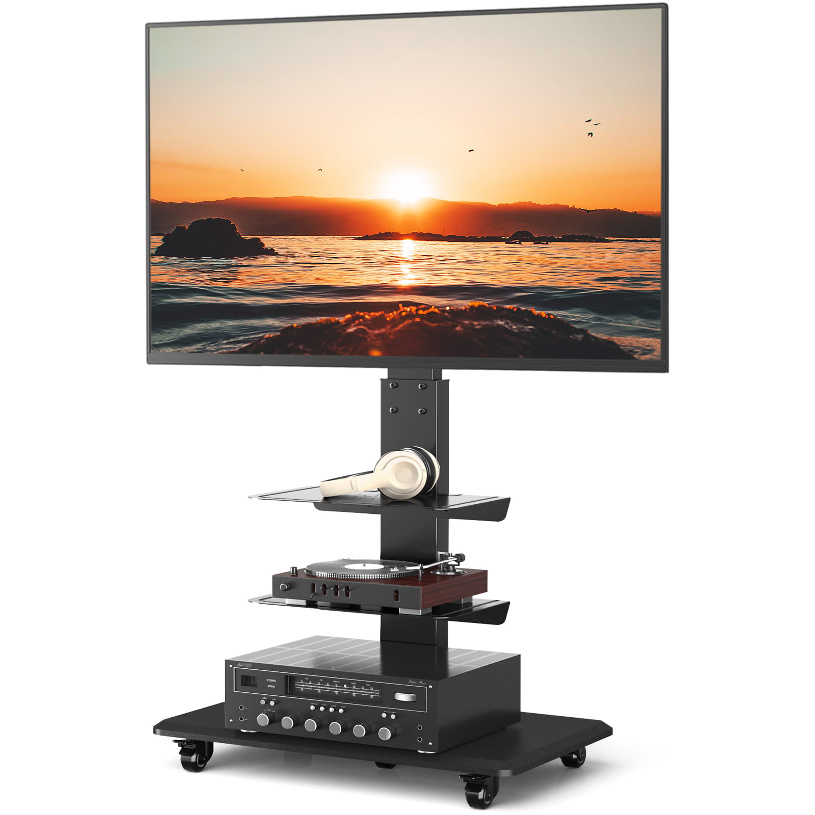 Swivel Floor TV Stand with Mount for 32 37 42 47 50 55 60 65 inch LCD LED Bj 