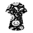 thumbnail image 3 of LINMOUA Plus SizePrinted Scrub Working Uniform Tops For Women's Cross V-Neck Halloween Print Short Sleeve Fun T-Shirts Workwear Tee With Pockets, 3 of 3