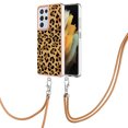 thumbnail image 2 of for Samsung Galaxy S21 Ultra Crossbody Strap Phone Case, Anti-Fall Pattern Clear Design Transparent Soft & Flexible TPU Drop and Shockproof Protective Cover with Adjustable Nylon Neck Strap, Leopard, 2 of 7
