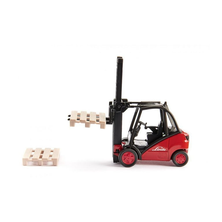 Linde Forklift Truck Red with 2 Pallet Accessories 1/50 Diecast