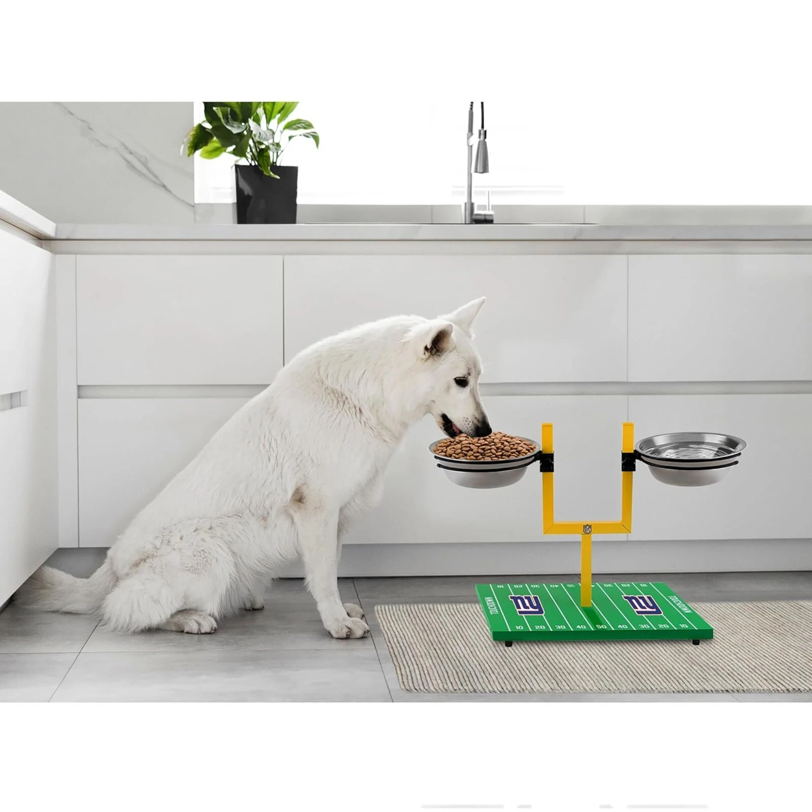 Pets First NFL Goalpost Elevated Dog Feeder Stainless Steel & Adjustable