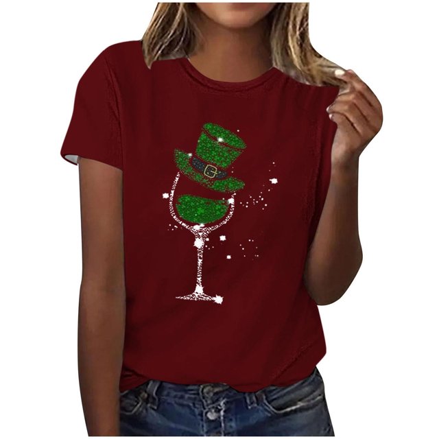 Mujeres Manga Corta de Verano Tops Impreso Sudadera Casual, Cuello Redondo Blusa Ligera para la Primavera Y el Verano