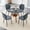 Black Table+Blue Chairs (Fabric）, variant on Hi loPres 5-Piece Dining Table Set for 4, 31.5" White Round Desk with Storage Basket, Four Reddish-Brown PU Chairs, Modern Apartment Kitchen