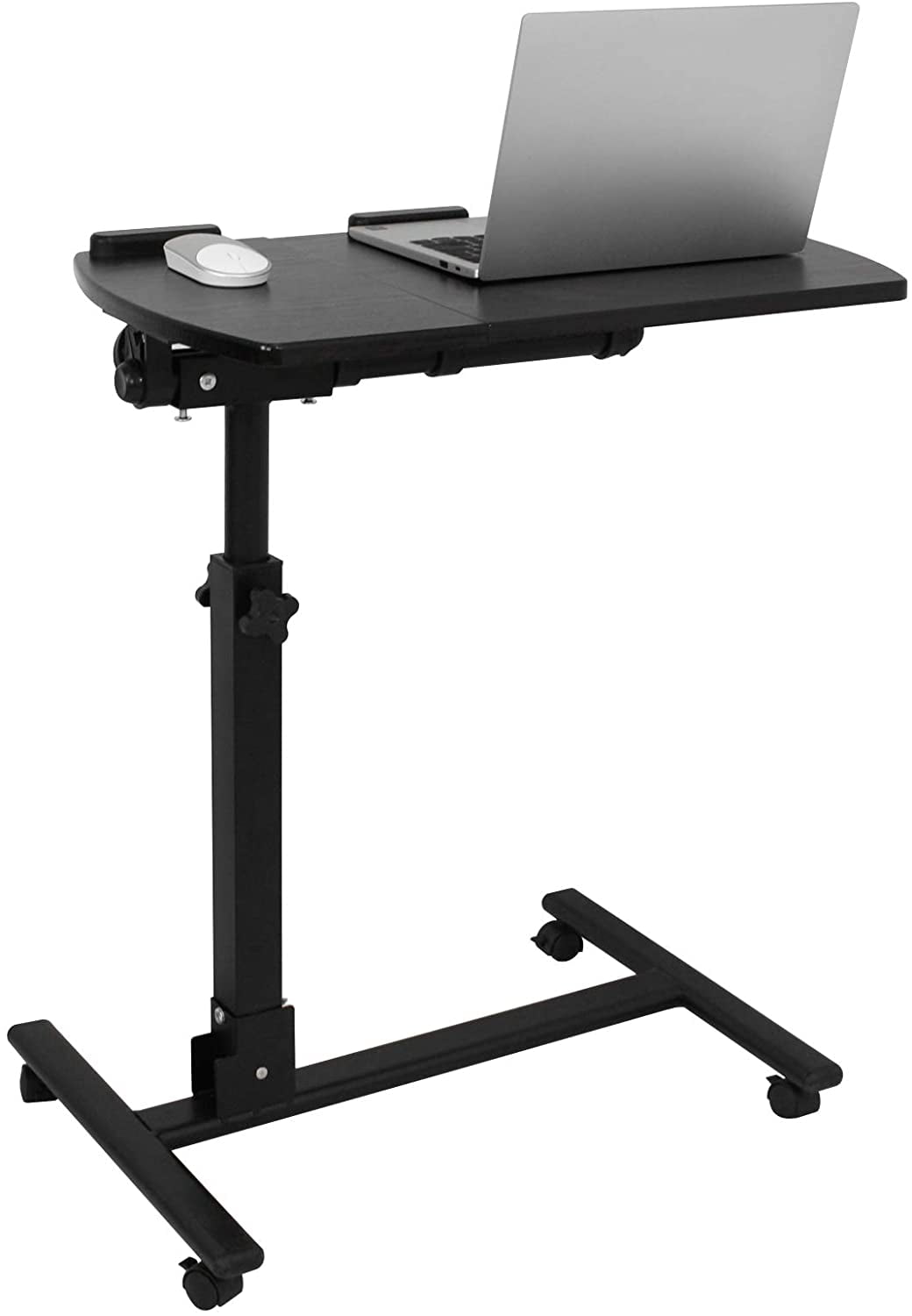 SUPER DEAL Angle & Height Adjustable Rolling Table Desk Laptop Notebook Stand Tiltable Tabletop Desk Sofa/Bed Side Table Hospital Table Stand W/Lockable Casters