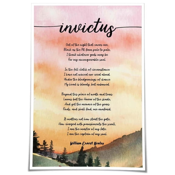 Invictus Poem Wall Art  Inspirational Poster  Canvas Art Oil  Art poster
