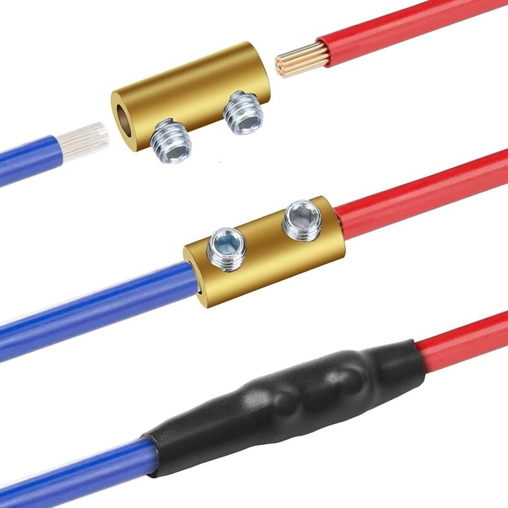Multipurpose 10AWG Wire Connectors Set 60 A Sturdy Brass Terminals 30pcs with Screws Set And Heat Tubes