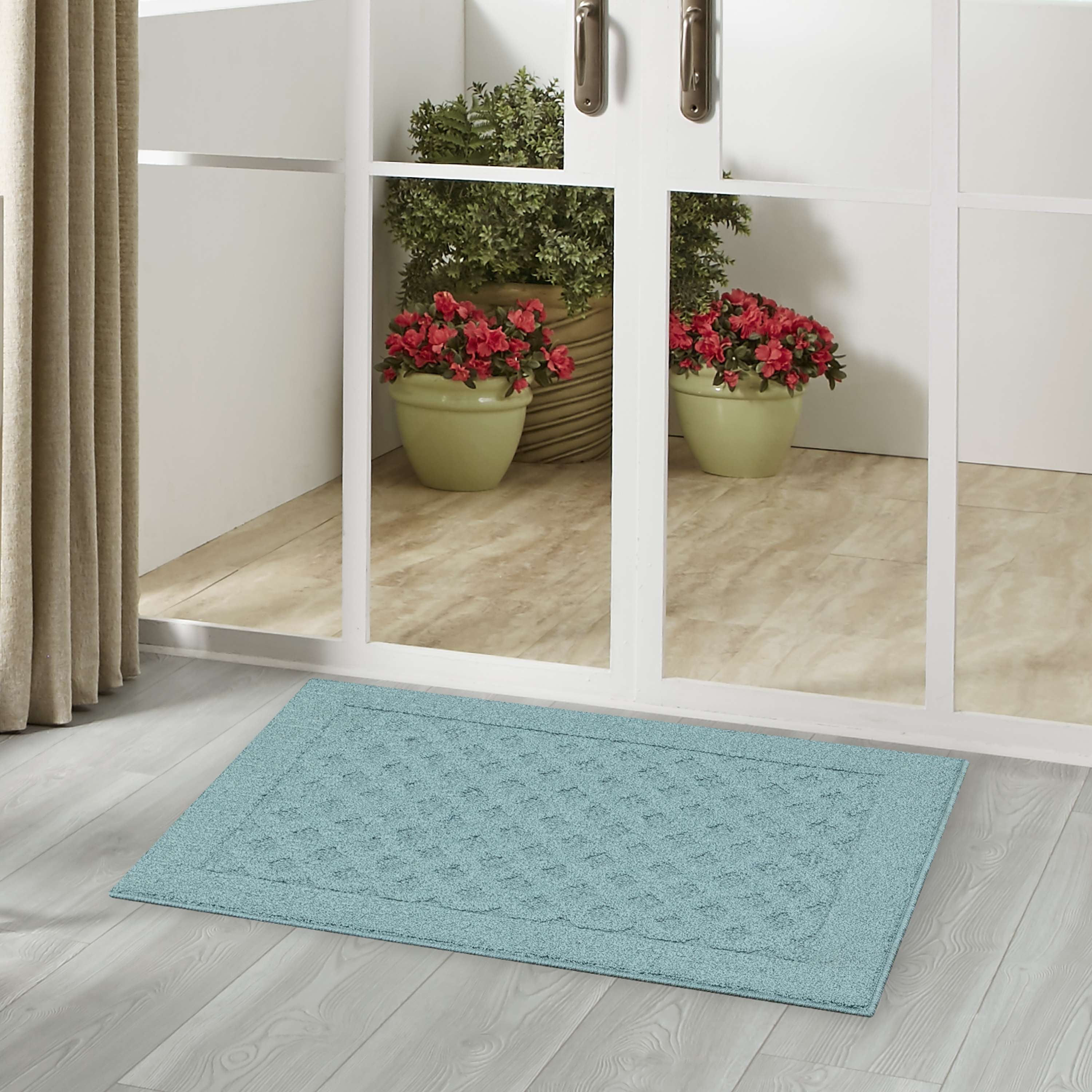 (2 pack) Mainstays Dylan Solid Diamond Olefin Blue Indoor Accent Rug, 1'8"x2'6"