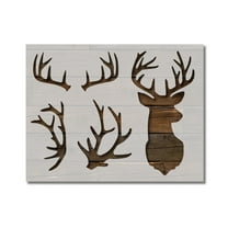 Deer Antlers Mount Wall Stencil Template Reusable 8.5 x 11 for Painting on Walls, Wood, Etc. By Stencilville