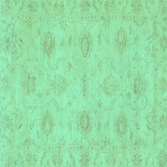 Ahgly Company Indoor Square Oriental Turquoise Blue Traditional Area Rugs, 8' Square