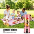 thumbnail image 4 of Portable Blender, Tkrady Smoothie Juicer Cup, Personal Mini Blender Shakes and Smoothies 13oz 2000mAh Rechargeable Home Travel Handheld Fruit Juicer (Pink), 4 of 6
