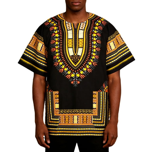 Afroprint Casual Tee for Men with Breathable Abstract African Pattern Everyday Wear Classic Fit T-Shirt