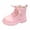 1-Pink192, variant on WZEIIOT Girls Stylish Leather Boots Solid Color Lace-Up Soft Sole Athletic Short Flat Boots