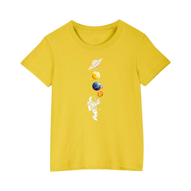 RXIRUCGD 2025 Vêtements d'Été pour Enfants T-shirt Imprimé Mode Mignon Col Rond Manches Courtes
