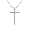 thumbnail image 1 of 14k White Gold Cubic Zirconia Fancy Cross Pendant with 0.80-mm Box Chain, 1 of 3