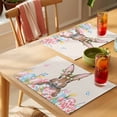 thumbnail image 4 of Bunny Easter Placemats Set of 12 Pink Blue Eggs Tulips Floral Rabbit Rustic Place Mats Indoor Wipeable Table Mats Washable Cloth Dining Table Placemats for Kitchen Holiday Party Home Decor 13x19 Inch, 4 of 9