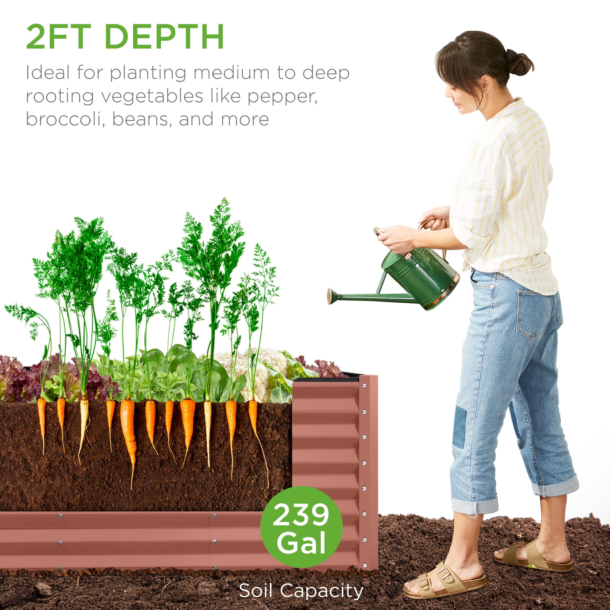 Best Choice Products 8x2x2ft Raised Metal Outdoor Garden Bed for Flowers Vegetables Herbs - Terracotta