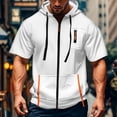 thumbnail image 2 of Curuila Mens Hoodies With Pocket Zip Up Short Sleeve Hooded Solid Color Sweatshirt For Men Summer Fashion Casual Tops White Size M, 2 of 5