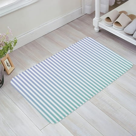 

Gradient Stripes Durable Doormat Entrance Front Door Rug Shoes Mat Sponge Carpet Indoor Non Slip Floor rDoor Mats - Blue Green Pinstripe 20x32 Inch