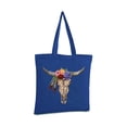 thumbnail image 2 of Awkward Styles Cow Skull Canvas Tote Bag Bull Skull Flowers Shopper Sugar Skull Reusable Grocery Bag for Day of the Dead Dia de los Muertos Gifts Cute Dreamcatcher Skull Bag Floral Bull Skull Tote Bag, 2 of 5