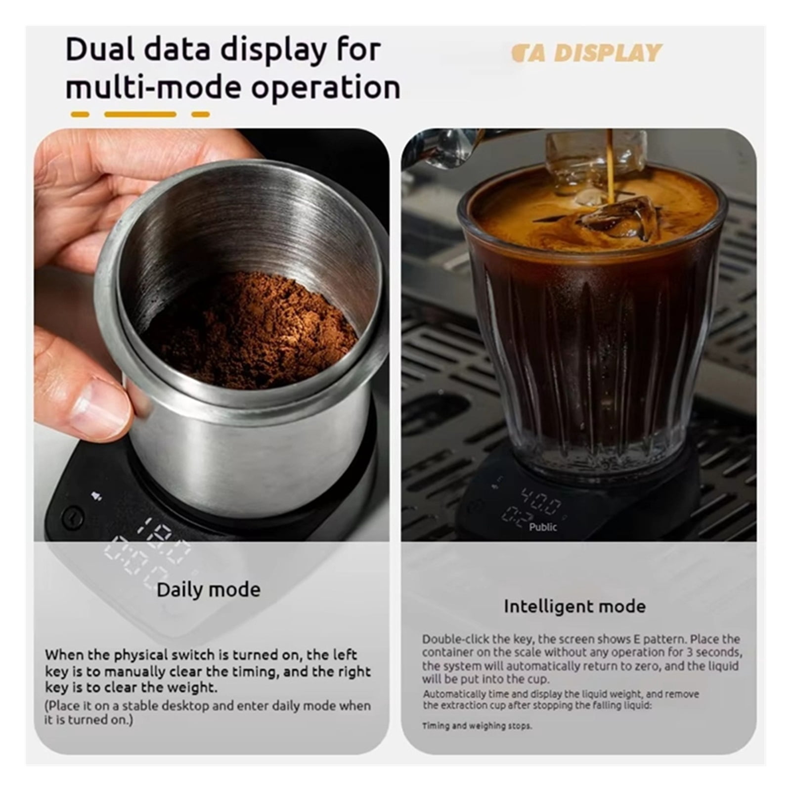 Mini Coffee Scale with Timer, 0.1g Waterproof Espresso Scale