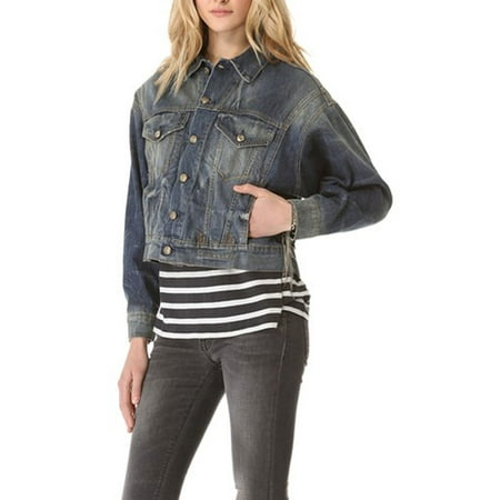 Dolman Crop - R13 Women's Vintage Appeal Cropped Denim Dolman Jacket Small Blue