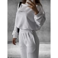 thumbnail image 6 of Womens 2 Piece Outfits Sweatsuit Oversized Sweatshirt Lounge Sets Baggy Sweatpants Fall Fashion with Pockets White M, 6 of 8