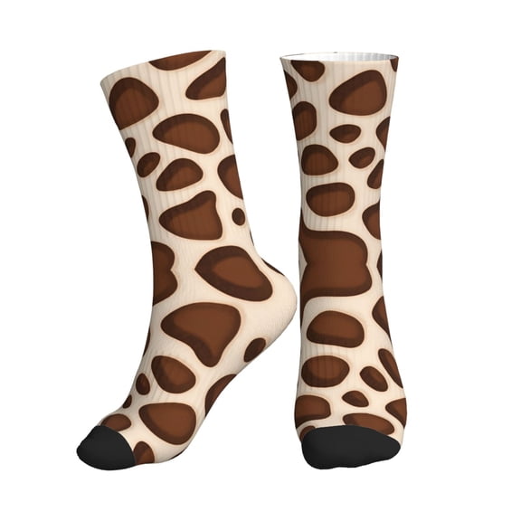 Women's Men's Brown And Yellow Giraffe Spotted Colorful Novelty Pattern Crew Athletic Socks